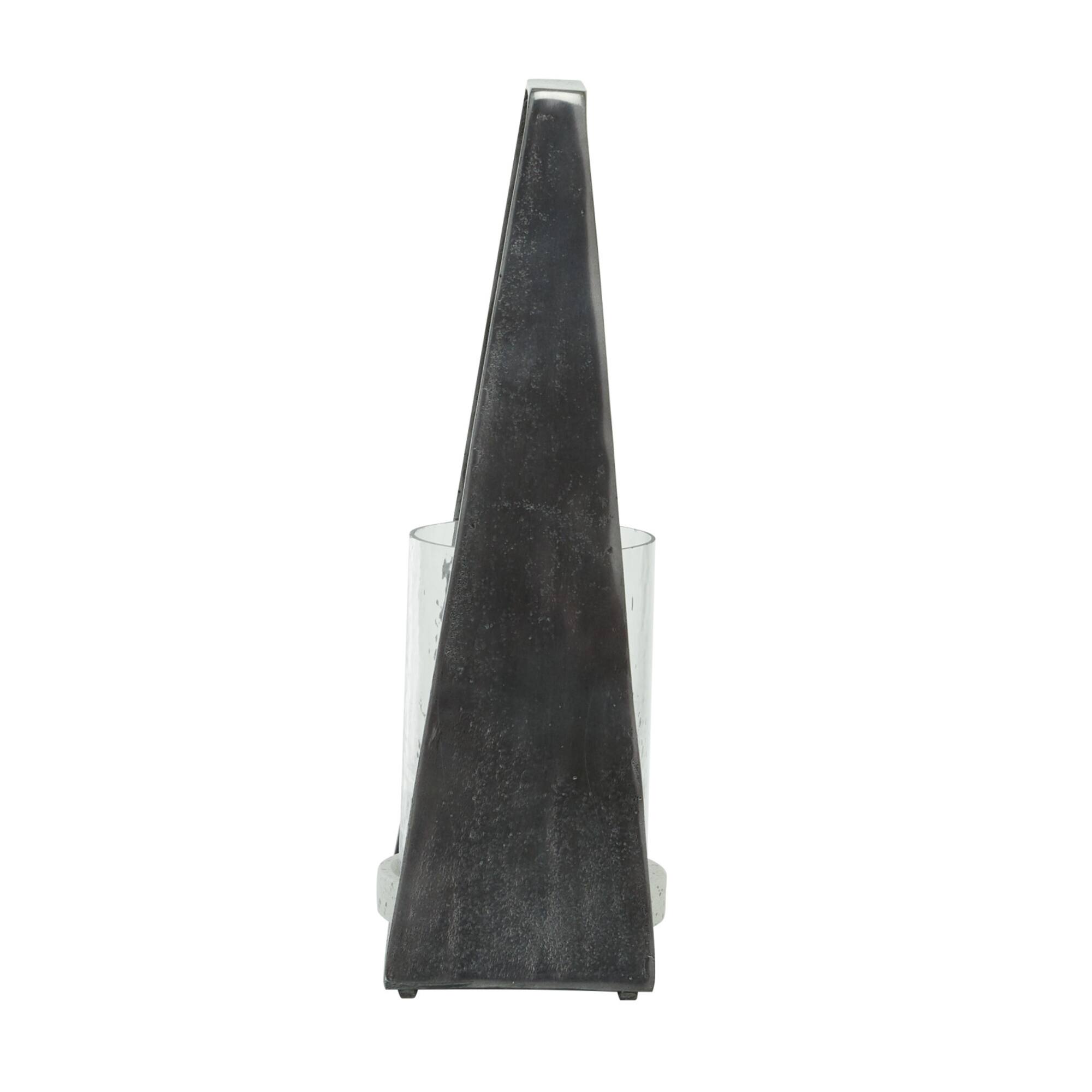Black Terrazzo Contemporary Candle Holder Lantern, 18" x 8" x 5"
